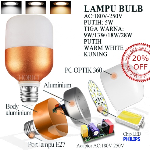 5W 13W 18W 3 WARNA Lampu Bulb Led good eyes berkualitas tinggi LED Bulb E27 3 WARNA LAMPU GOO