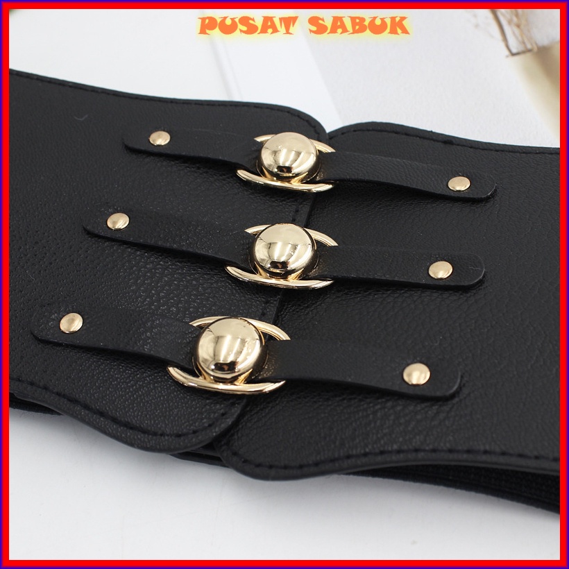 Belt Lebar Sabuk Wanita Obi Karet Women Ikat Pinggang Fashion Gesper Korset Cewek Korea Oby Besar Jumbo Big size Gasper Hitam Gemuk Cantik Mewah