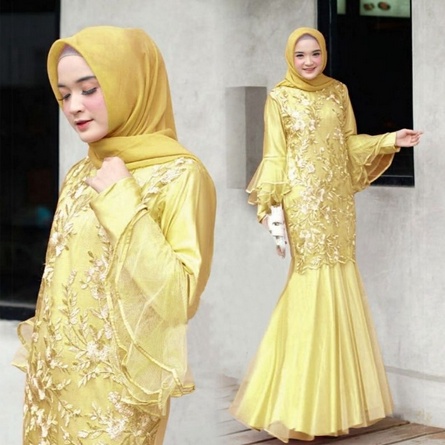 Gamis brukat wanita kekinian terbaru 2021 trand fashion pesta kondangan Mewah Gamis Ervira Kekinian