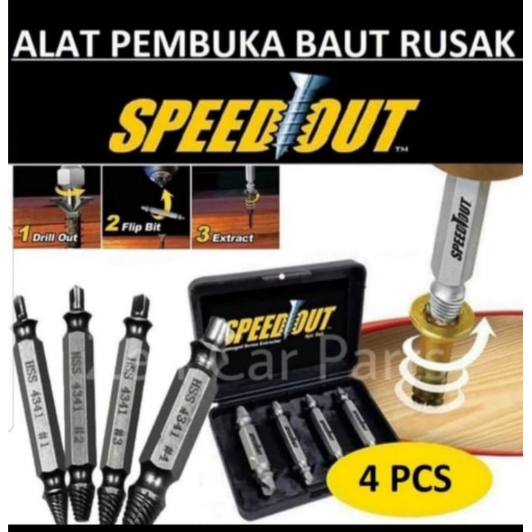ALAT PEMBUKA BAUT RUSAK ISI 4 PC BAHAN BESI