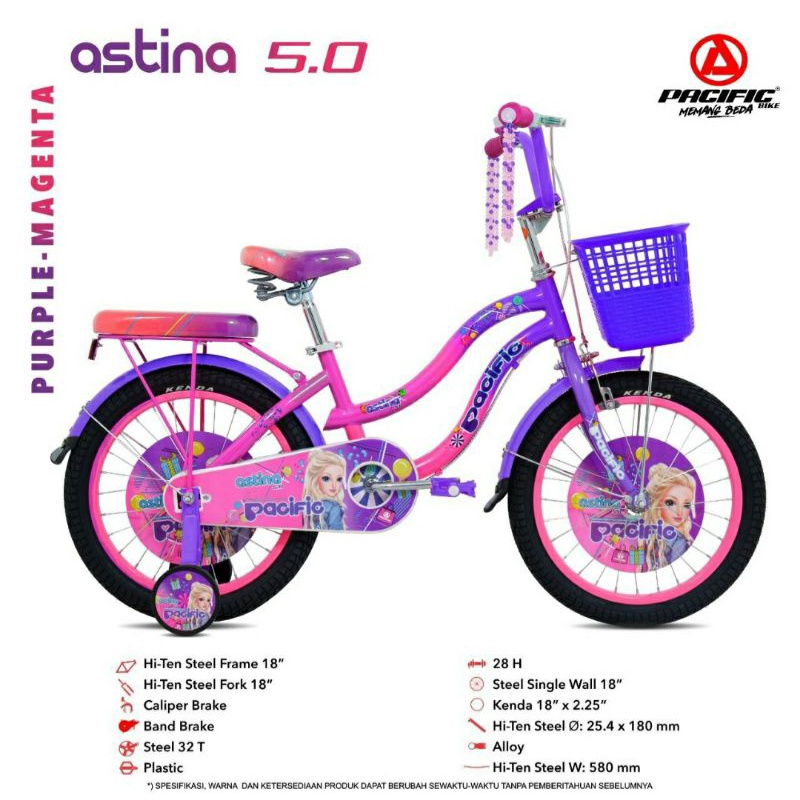 Sepeda Mini Anak Perempuan 18 inch Pacific Astina 5.0