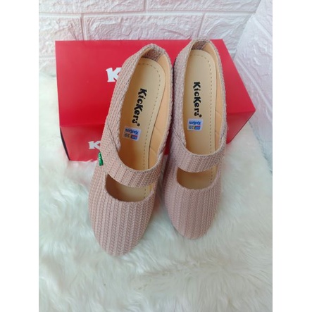 Sepatu Selop Wanita Rajut Warna Krem