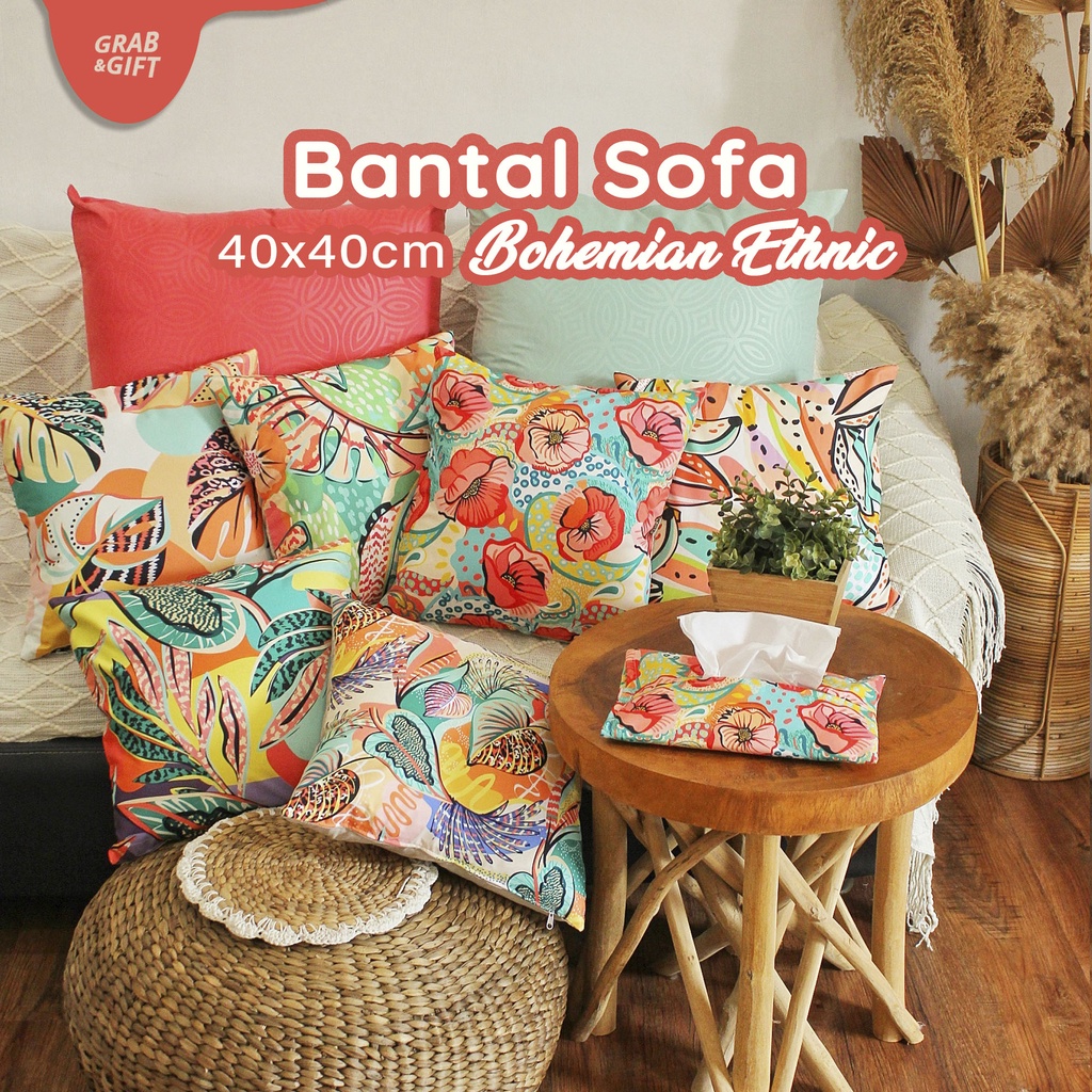 Bantal Sofa Print Motif Pop Art Summer Vibes Floral 40x40 cm Bunga Color Cushion Pillow