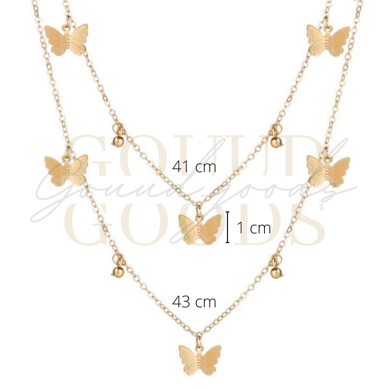 Butterflies Necklace / Kalung Wanita Korea / Aksesoris Wanita / Kalung Rantai / Kalung Aesthetic / Kalung Layer Pendan