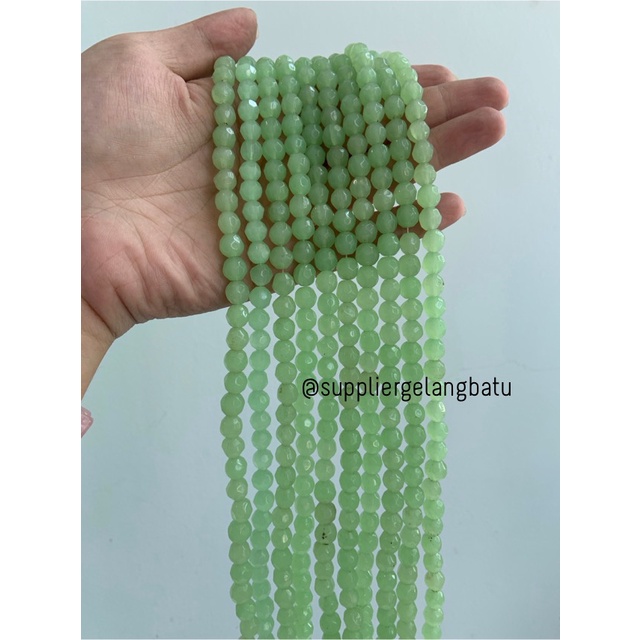 Bahan SOFT GREEN cat eye 8mm CUTTING mata kucing HIJAU TANPA JARONG bahan kalung gelang anting strap mask kerajinan tangan craft citayam fashion week etink vintage elegan bali manik crystal