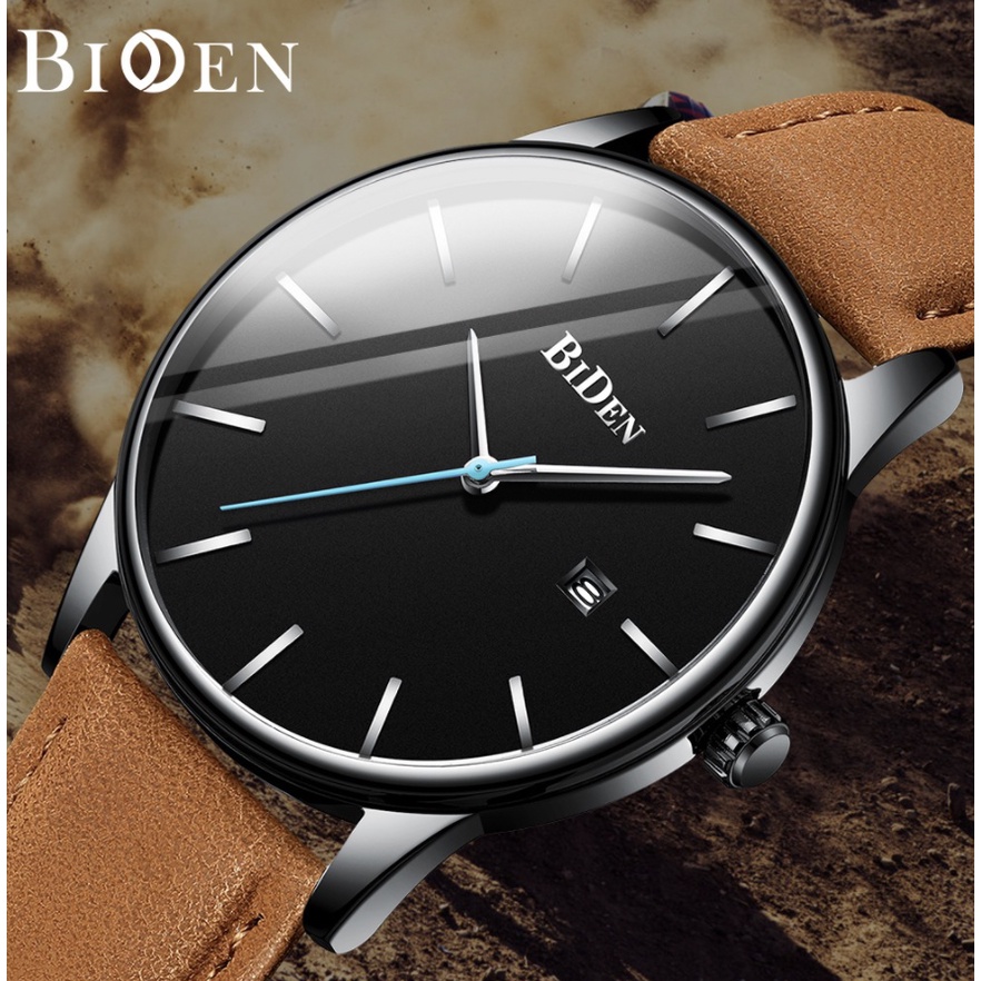 Biden 0169 Jam Tangan Pria Analog Tanggal Stainless Steel Band Calendar Quartz Watch Original Water Resistant 30 Meter