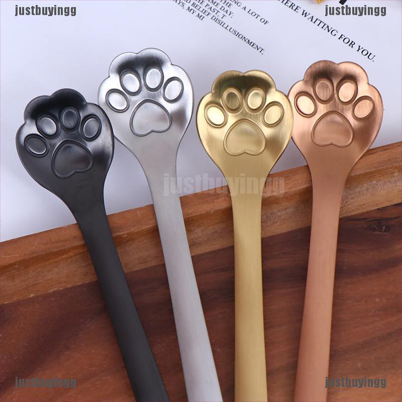 JB✪ 1Pc Stainless Steel Coffee Dessert Spoon Cat Paw Claw Spoon Stirring Spoon