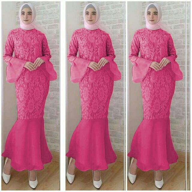 KC- Mermaid maxi / Maxi organdi dress duyung / Maxi dress muslim wanita kekinian / Gamis Duyung brukat Murah