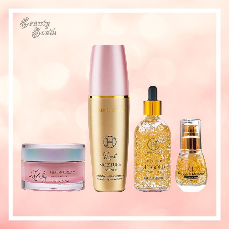 HANNA GLOW 24K Gold Ampoule | Royal Moisture Essence | Baby Glow Cream | BB Cream | Travel Kit | Hannaglow | Glowing Kinclong Bersih Mulus Bekas Jerawat