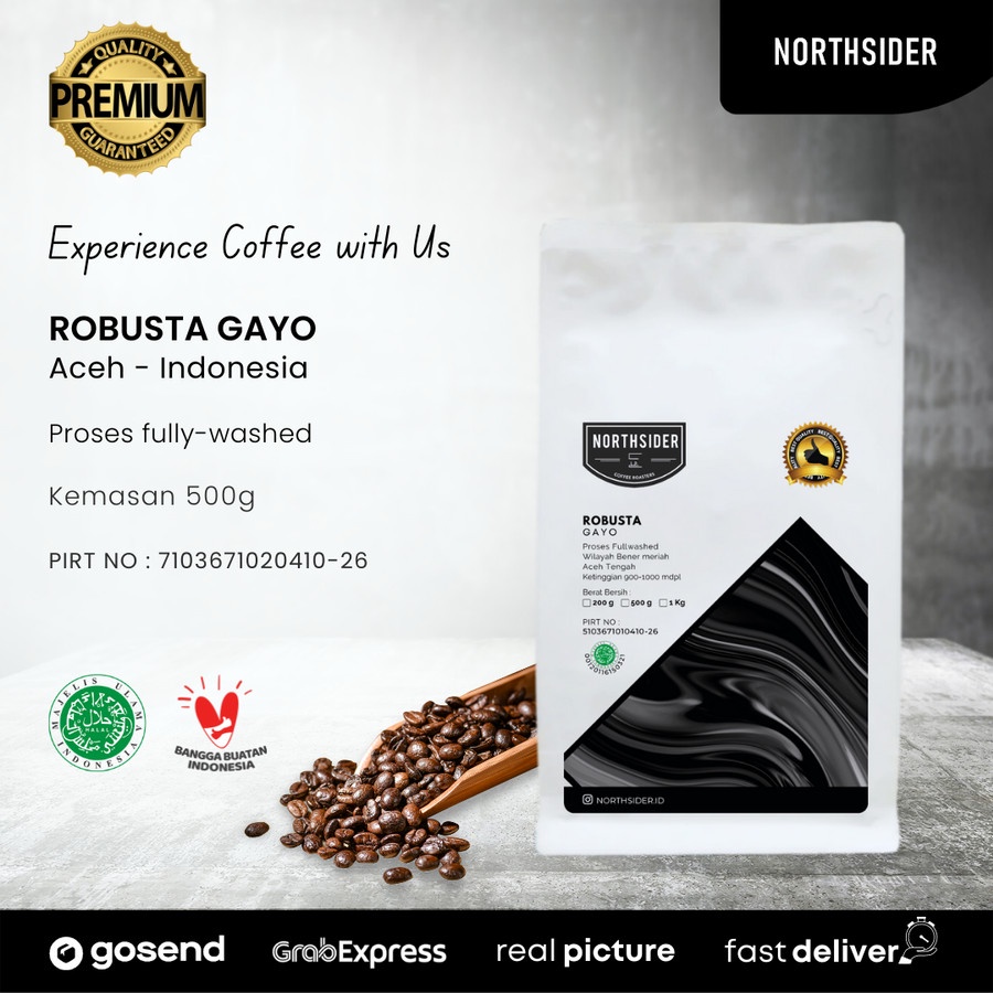 BIJI KOPI ROBUSTA GAYO WASHED - 500GR NORTHSIDER COFFEE