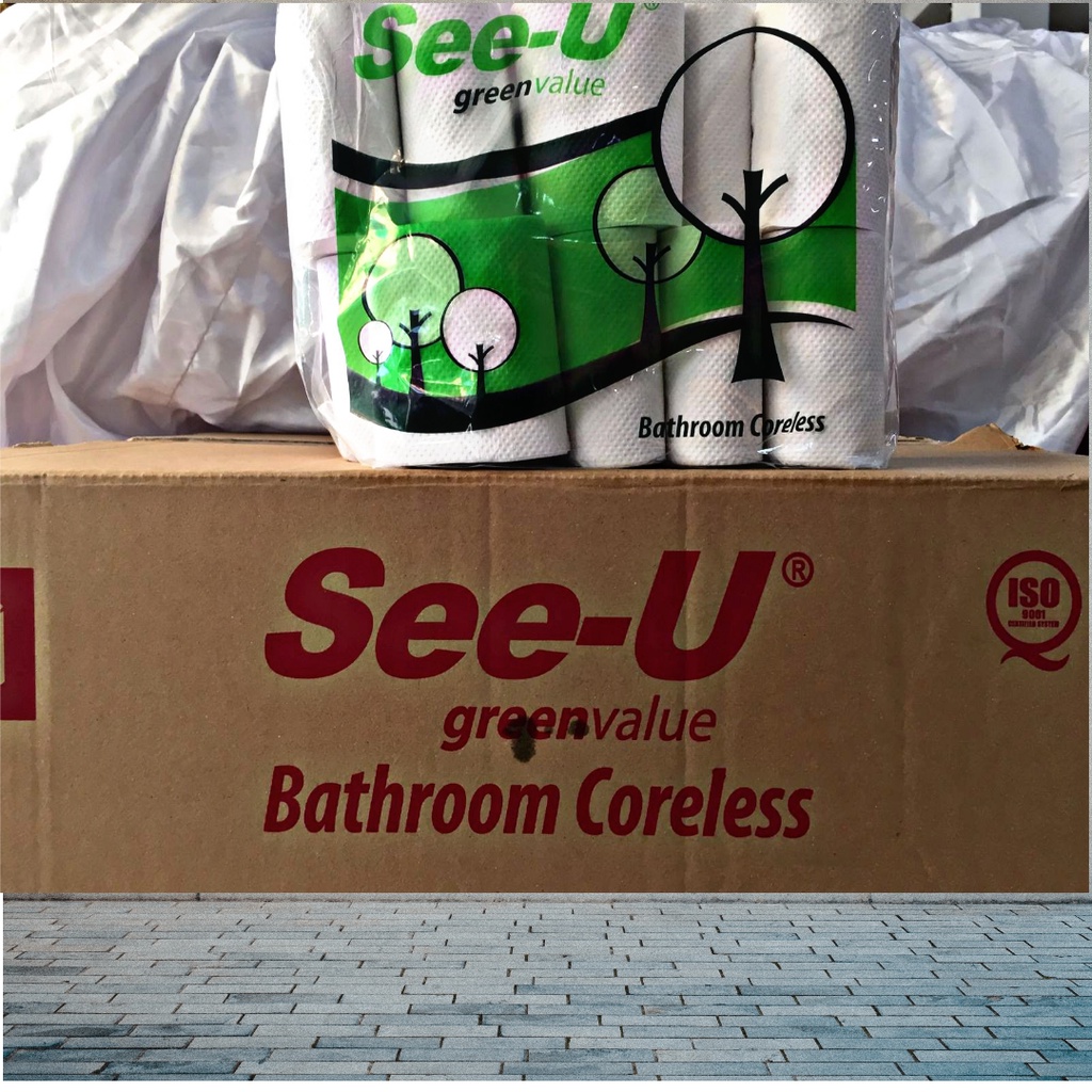 

Tissue Tisu See-U See U Coreless Bathroom Gulung Isi 10 Roll 2ply Toilet Karton / Dus Isi 10 Pack See-U