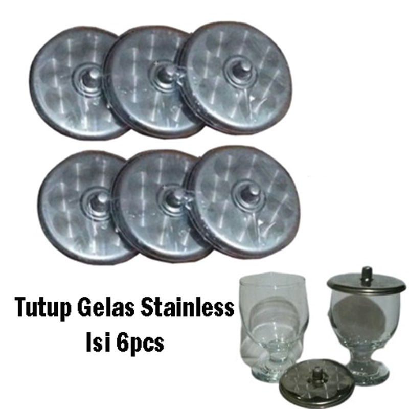 Tutup Gelas Stainless Set isi 6pcs