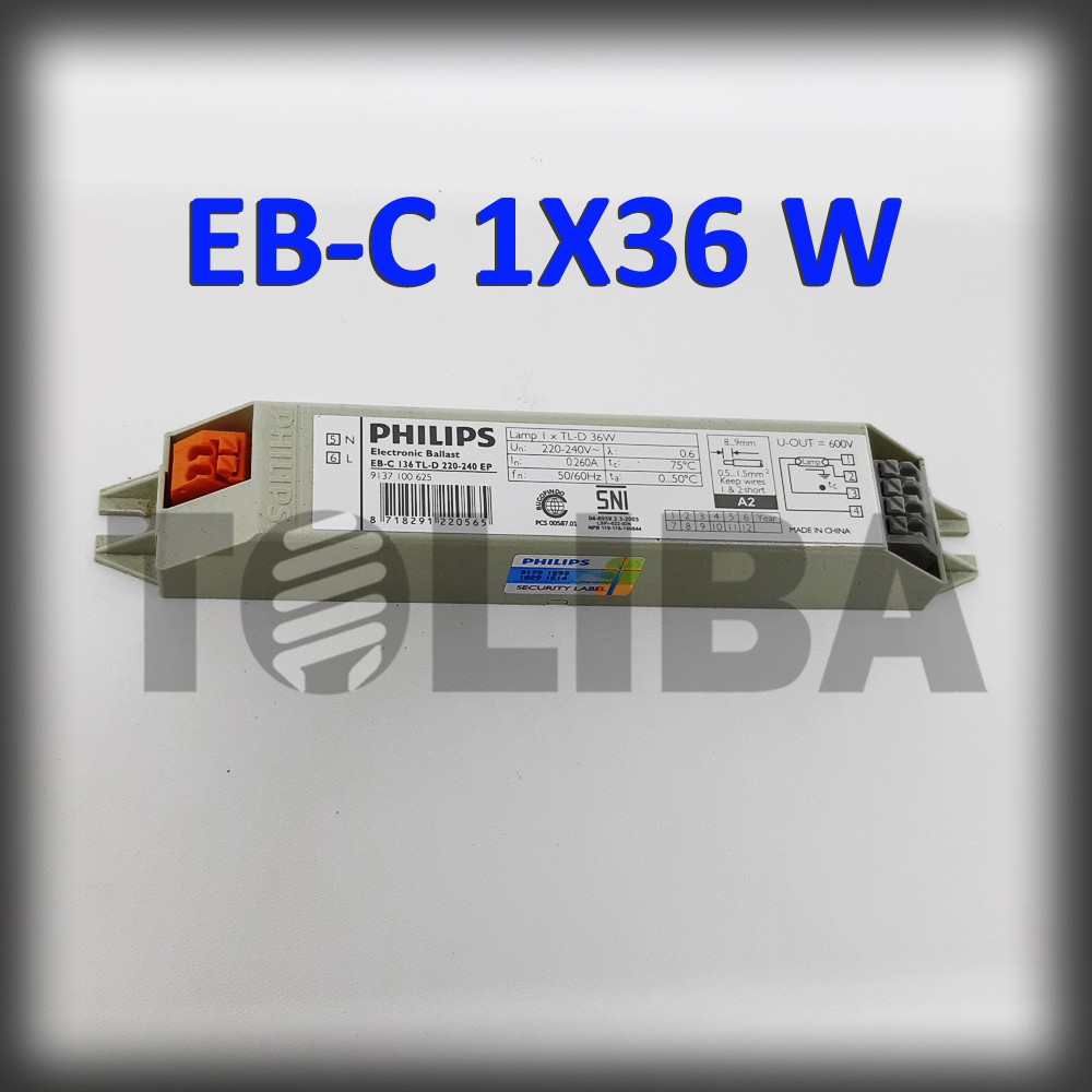 ballast travo tl elektronik ebc eb-c 1x36 36w 36watt ep / travo ballast philips