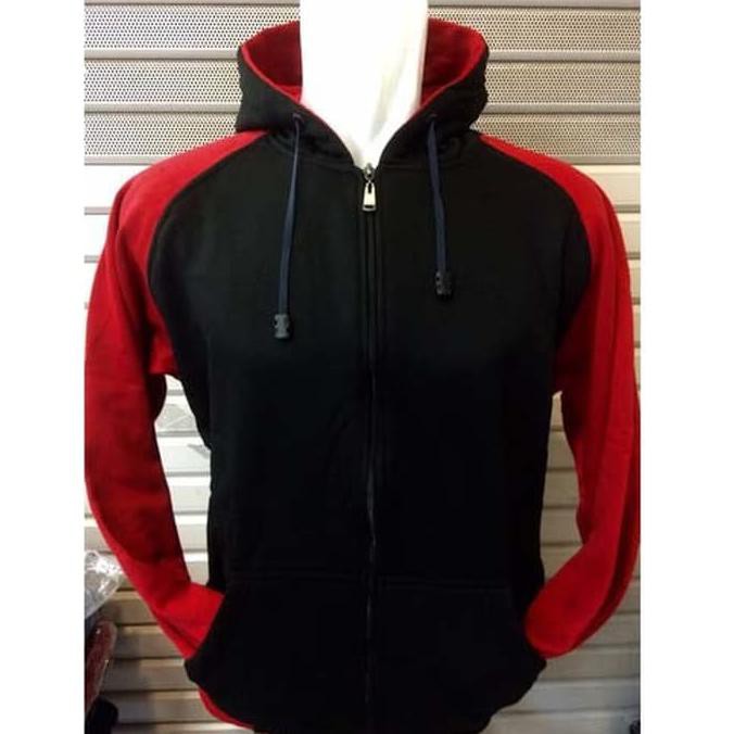 Hoodie Jaket Pria Wanita Polos Hitam Merah / Case Casing