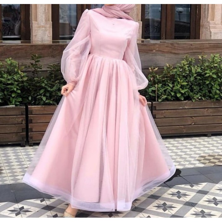 Gamis/ dress kondangan/ Gamis Organza/ syari mewah/gamis pesta mewah/ dress kondangan muslim