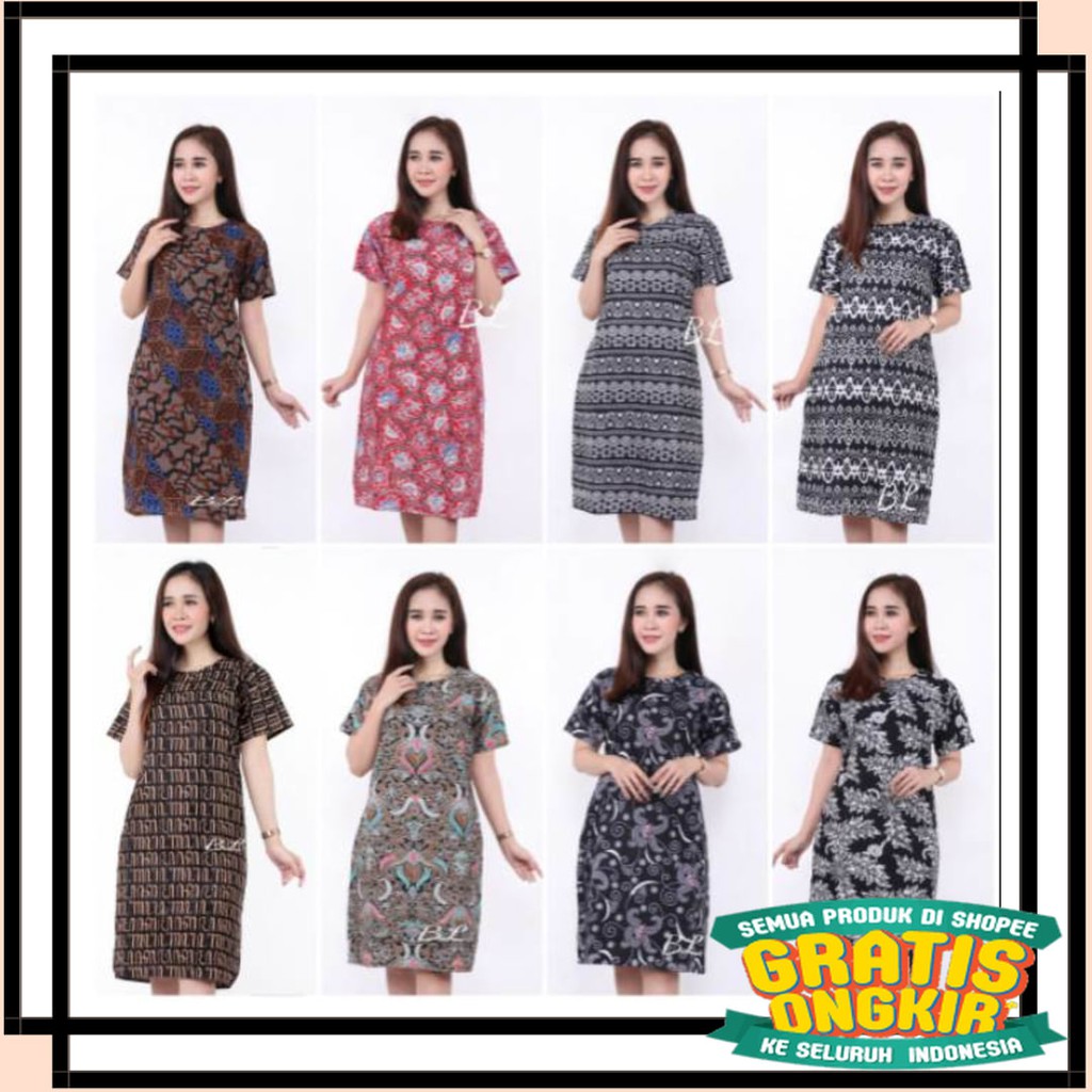 MOTIF TERBARU MODEL KOREA BATIK KEKINIAN SEMARANG / dress batik modern wanita flare murah grosir