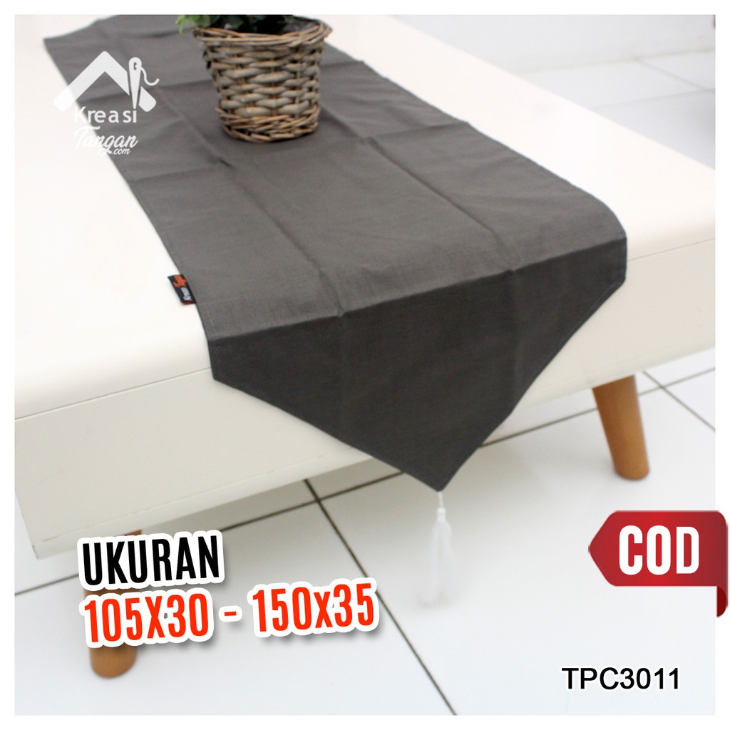 Taplak Meja / Table Runner POLOS ABU TUA Ukuran 105x30 &amp; 150x35 (TPC3011)