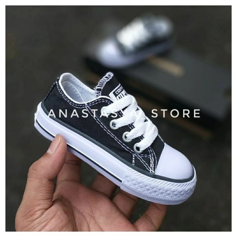 Terbaru Sepatu Sekolah Anak SD Converse alstar Hitam Pendek