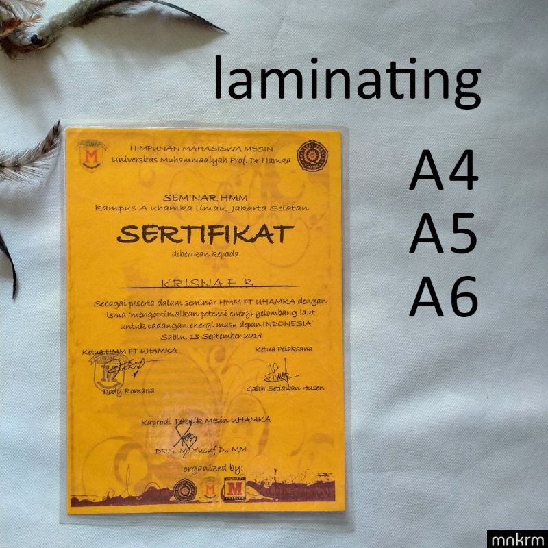 

Tambahan Laminating Kertas