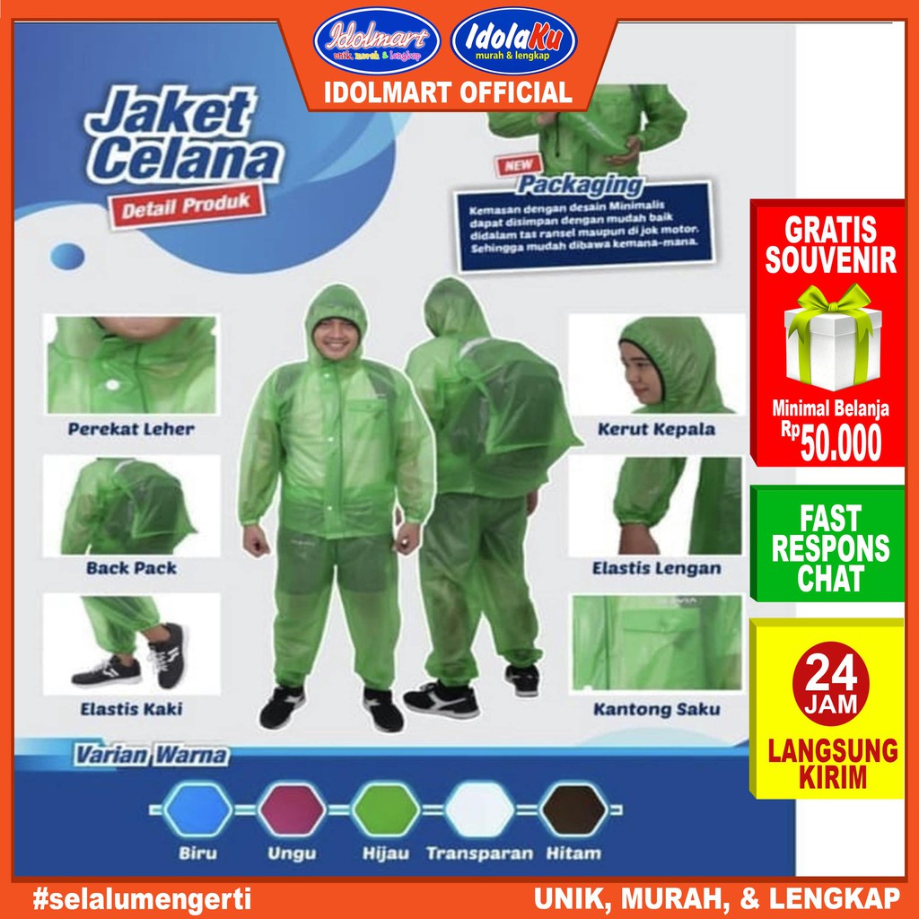 IDOLMART Jas Hujan Jaket Celana Plevia Diamond Adventure 7001 Surabaya