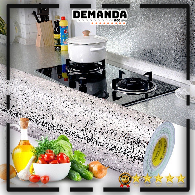 Wallpaper Walpaper Wall Paper Wal Paper Alumunium Foil Untuk Dapur Anti Minyak Panas Air Waterproof