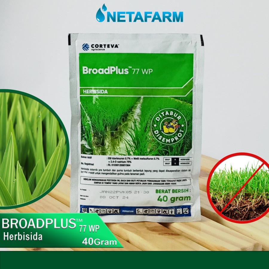 Herbisida Etil Klorimuron Metil Metsulfuron Natrium BROADPLUS 77WP 40g