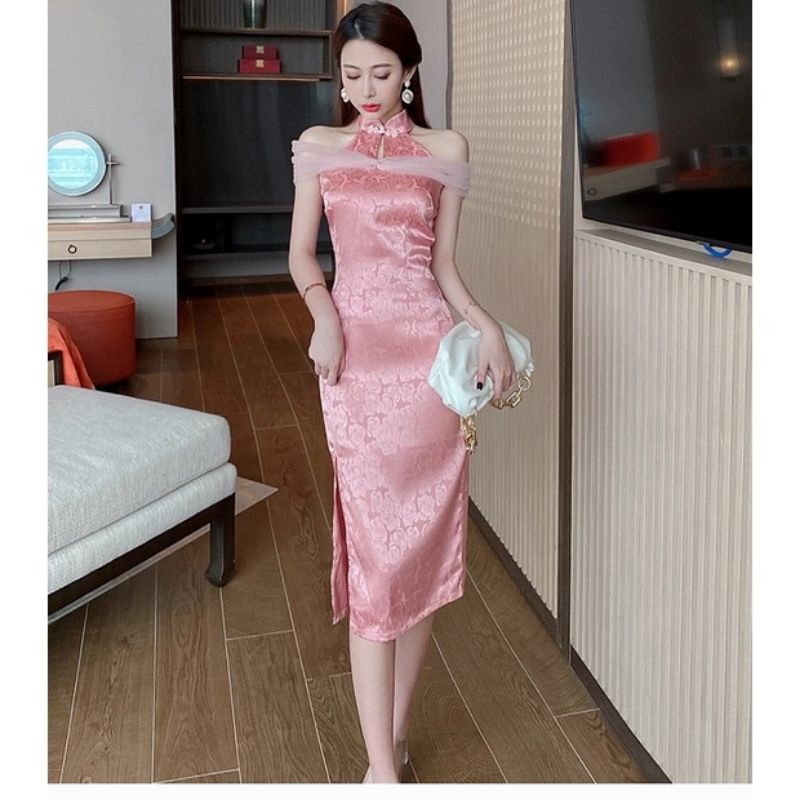 BM- 0989# Roseline Qipao Dress Cheongsam Mewah Dress Sincia Dress Imlek Dress Premium Import Fashion Import