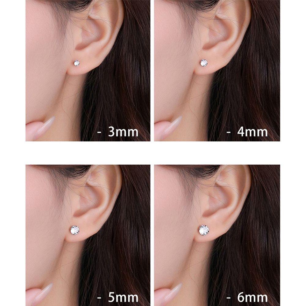 Mxbeauty Zirkon Anting Wanita Sederhana S925 Perak Anting Anti-blocking Tindik Telinga Ear Stick Mini Earring