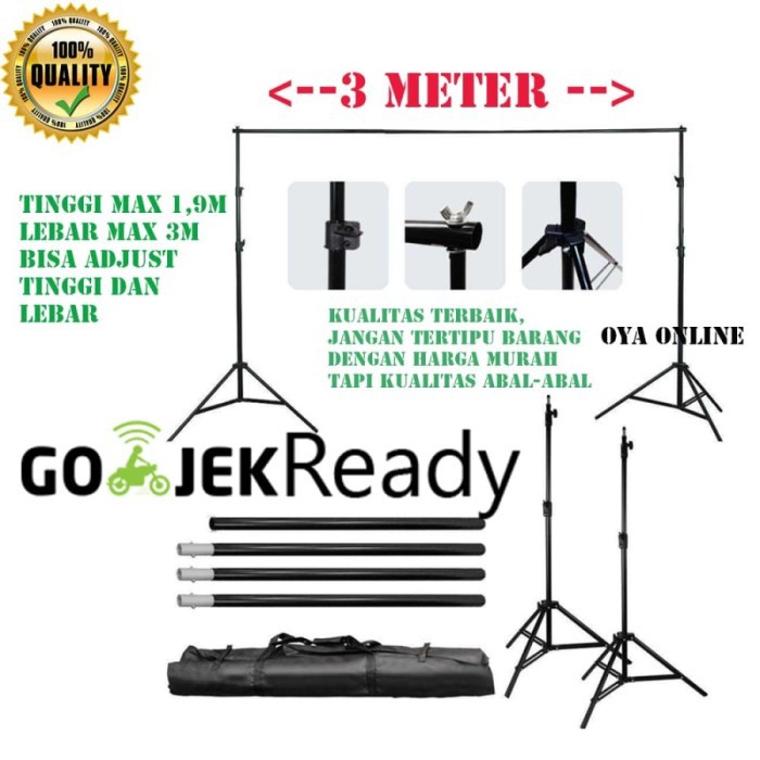 Bracket Stand 10ft untuk Backdrop Tiang Stand Background Foto Studio