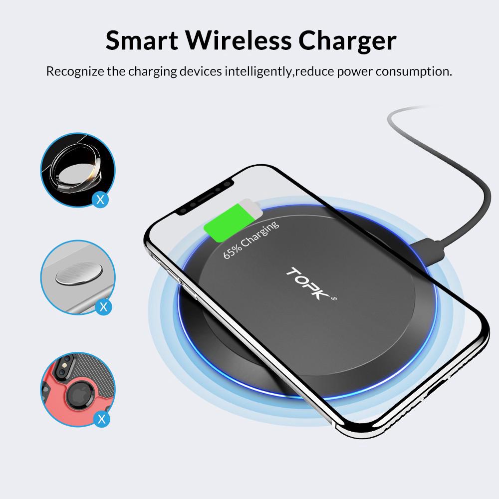 TOPK B46W 10W Wireless Charger For iPhone X/XS Max XR 8