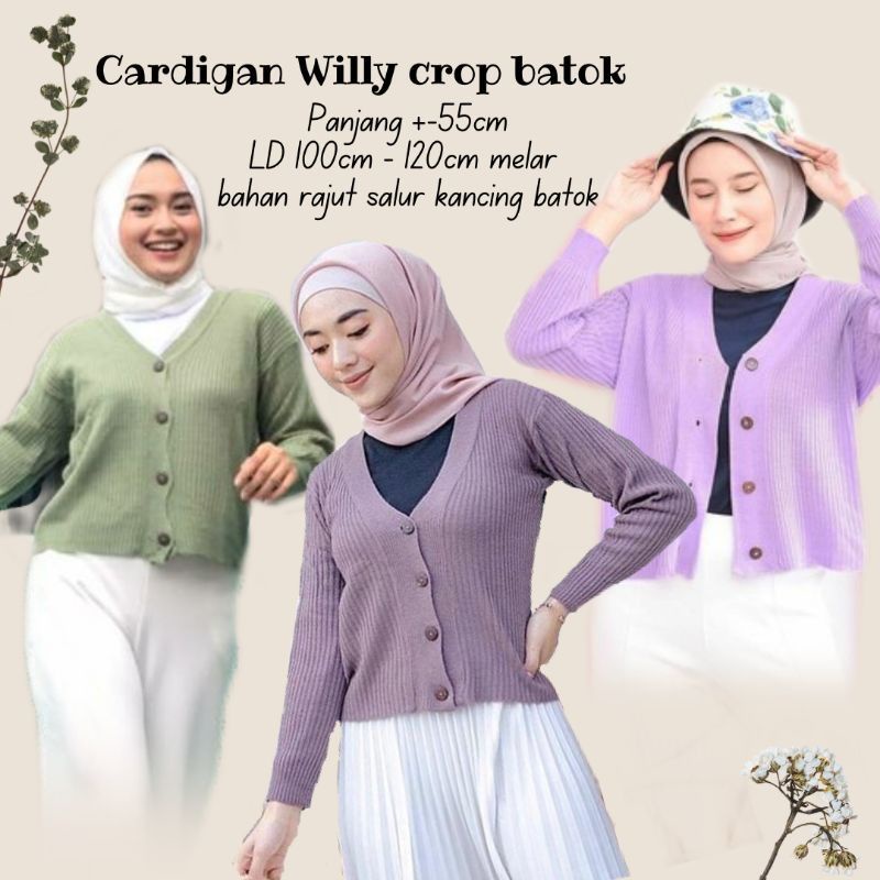 CARDIGAN RAJUT WILLY CROP/CROP RAJUT WANITA LENGAN PANJANG