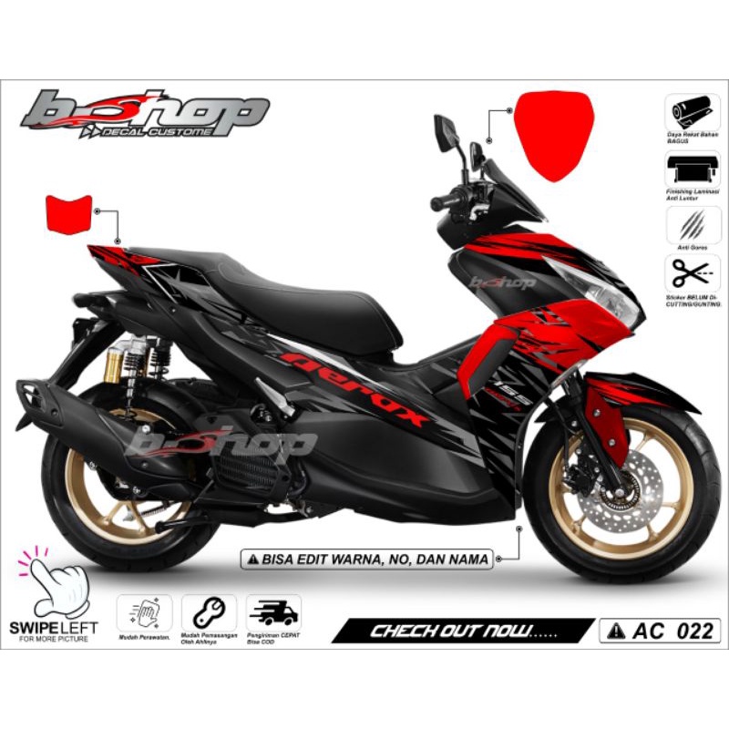 Decal Sticker Aerox New Conected Full Body Grapis Merah