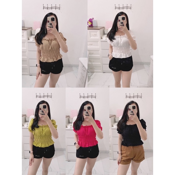 Peplum top wanita | atasan peplum polos import | crop peplum import | atasan korean fashion wanita |