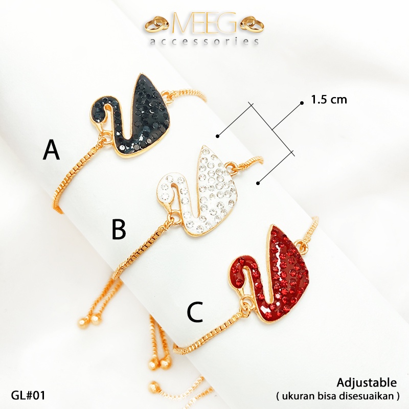 Gelang Serut Angsa Permata Lapis Emas Wanita Dewasa Perhiasan Xuping GL#01