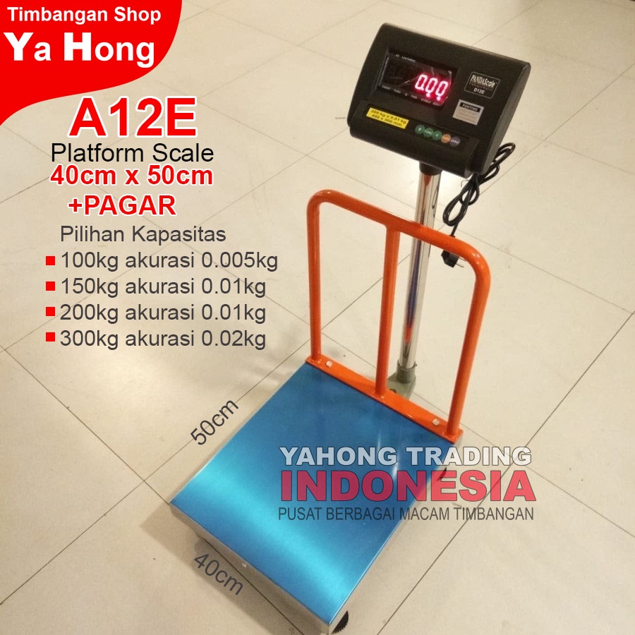 Timbangan Barang Digital 100kg 150kg 200kg 300kg / Bench Scale A12E 40cm x 50cm + PAGAR