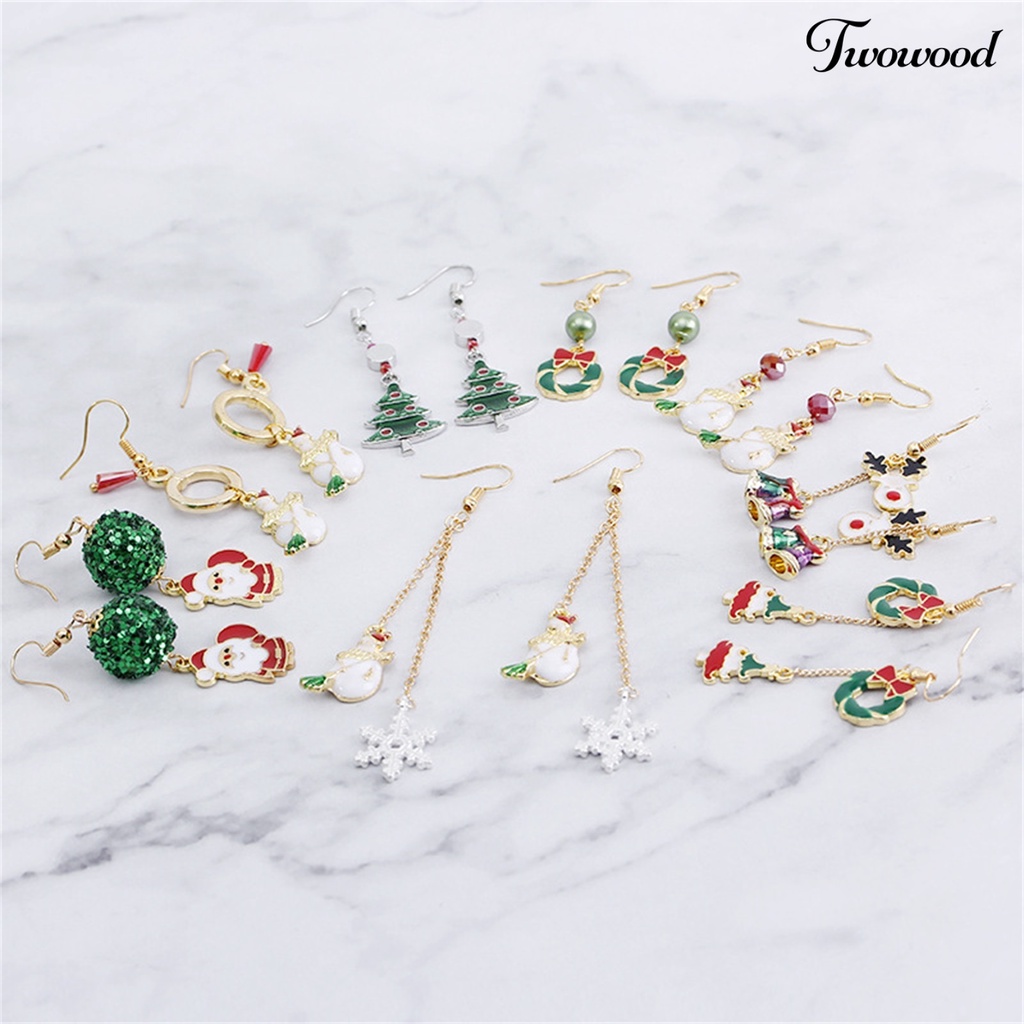 1 Pasang Anting Hook Desain Natal Untuk Anak Perempuan