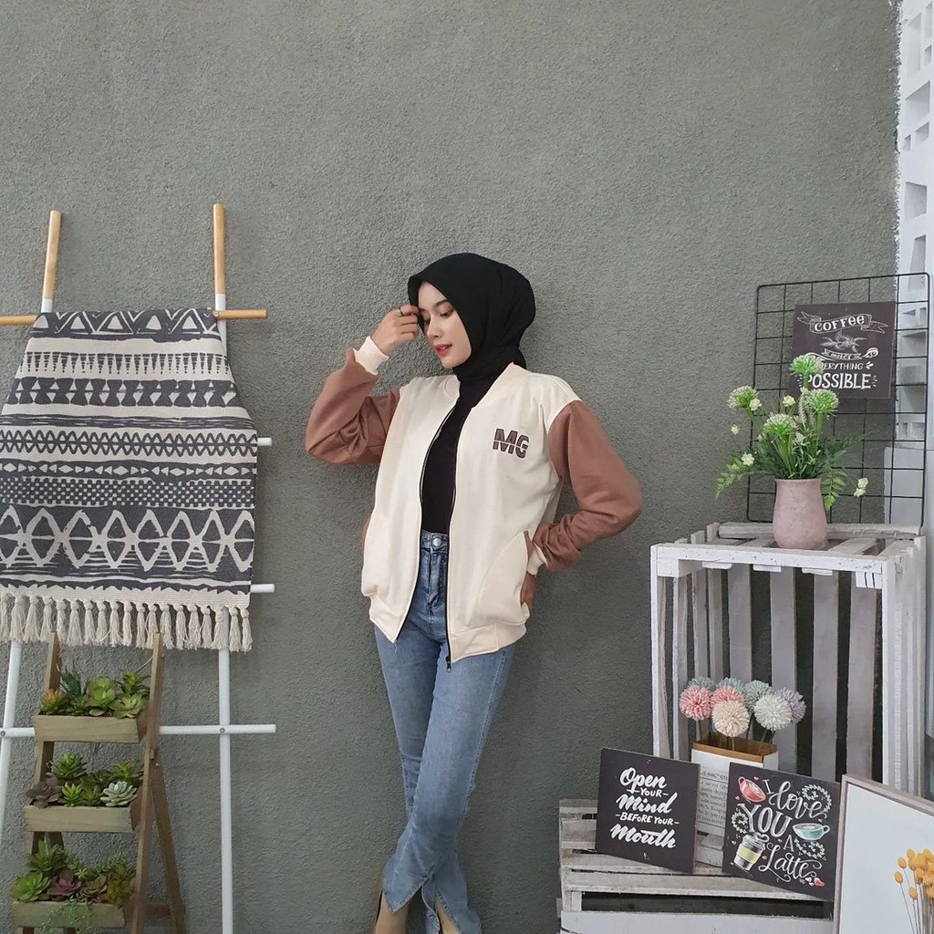 MG BASEBALL Zipper Sweater Crewneck Oversize -  Outerwear Pria Wanita Fashion Terkini Korean Style