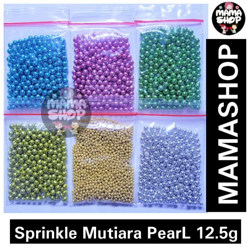 SPRINKLE MUTIARA GOLD 100 gr CAKE BAHAN DEKORASI KUE CANTIK GOLD SILVER BLUE PINK GREEN MIX RAINBOW PEARL