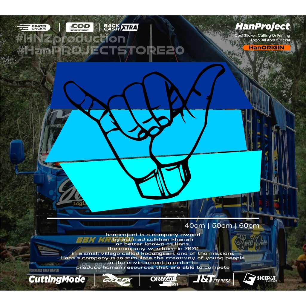 STICKER KACA TRUK GAMBAR TANGAN OLENG TERBARU TERMURAH STICKER CUTTING REFLECTIVE TERBARU