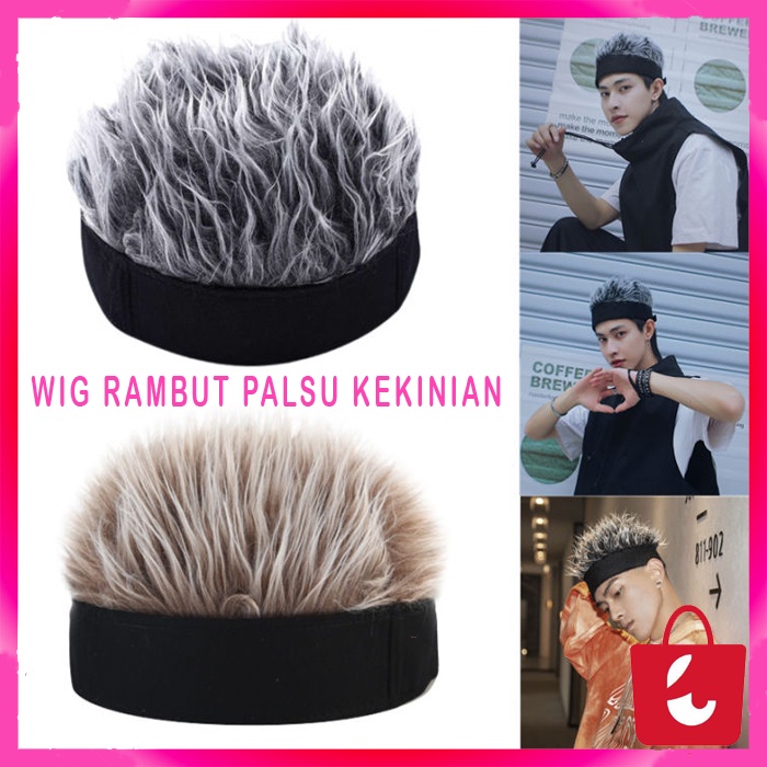 ✅ Topi Wig Rambut Palsu Pria dan Wanita, Penutup Kepala Hip Hop Naruto Kakashi Pendek Warna Solid, Topi Skullcap Retro Ski Nelayan