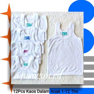 Jual 12 Pcs Kaos Dala   m Anak Laki Laki / Singlet Anak Warna Putih Polos