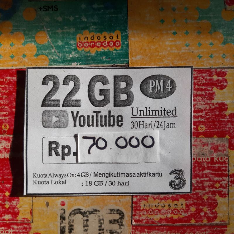 PAKET DATA TRI 52GB UNLIMITED