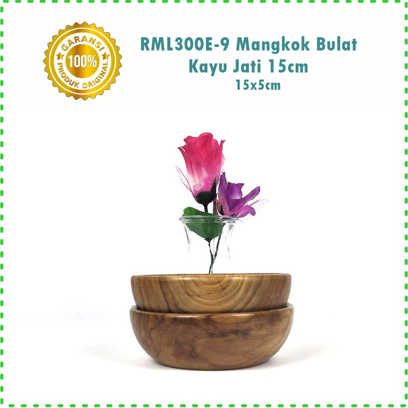 RML300E-9 Mangkok Makan Bulat Kayu Jati 15cm