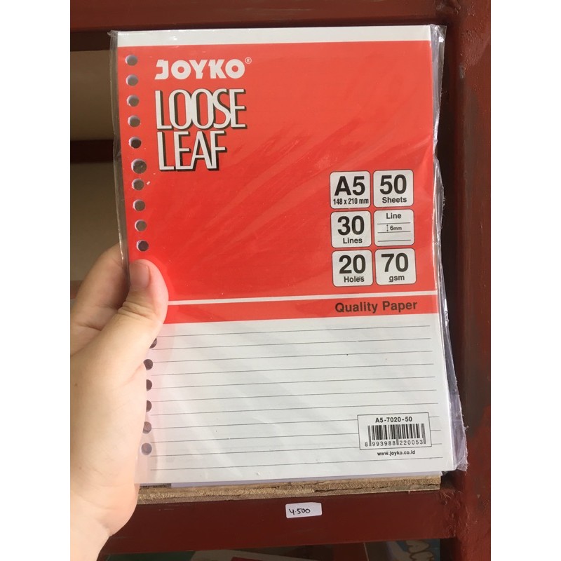 

(1pack) loose leaf joyko garis A5