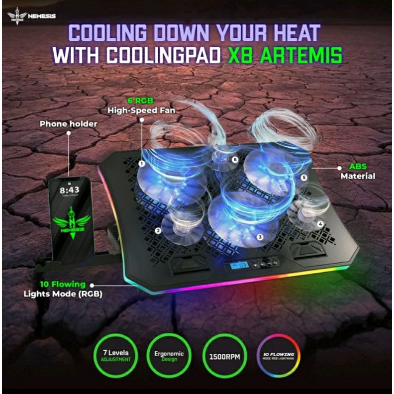 NYK Artemis X 8 Gaming Notebook Cooling Fan Pad X8 X-8