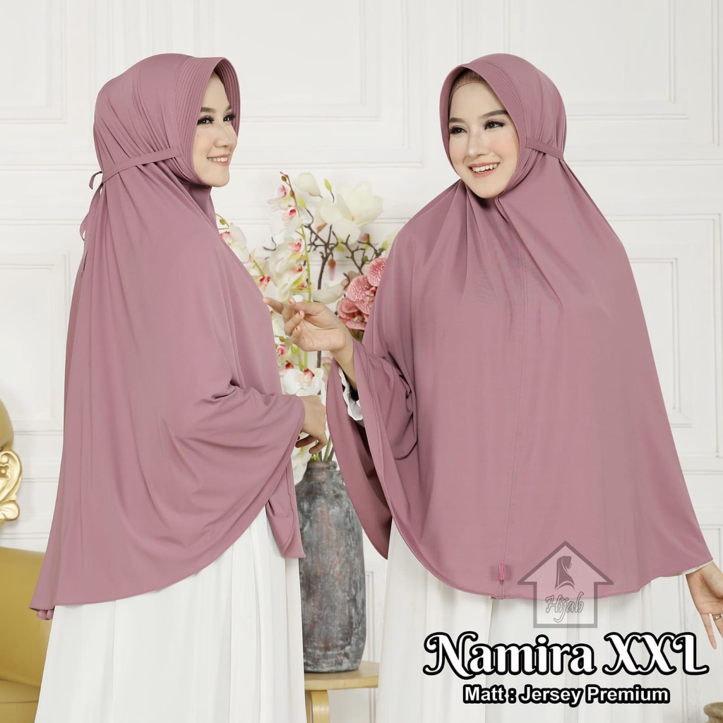 Kerudung Instan Jersey Jumbo Namira Tali L,XL,XXL Jilbab Instan Jersey Premium Hijab Bergo Polos Rum