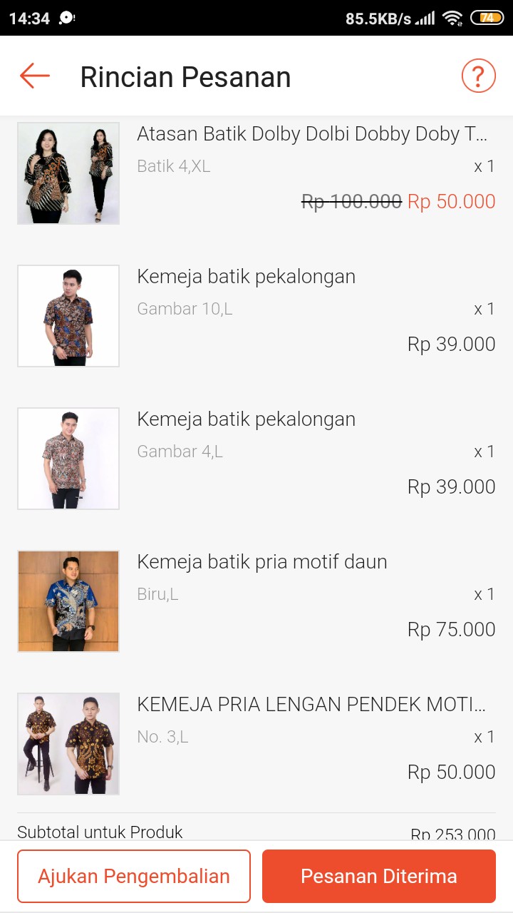 Kemeja Batik Pekalongan