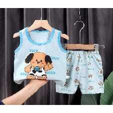 ( zwq ) TL007-010 Setelan Anak 0-6 Tahun Setelan Bayi Piyama Baju Tanpa Lengan + Celana Pendek