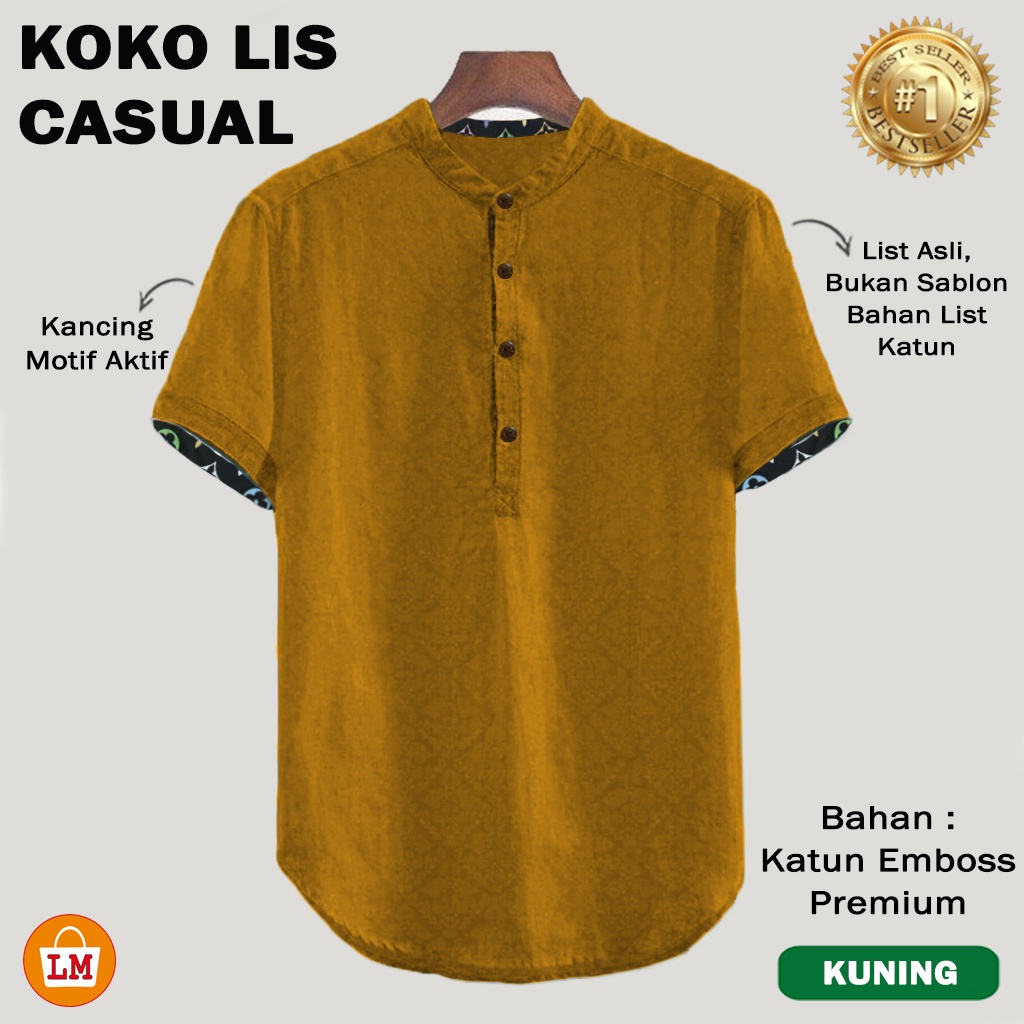 Baju Koko Pria Terbaru Koko Muslim LIS CASUAL TERMURAH TERLARIS LMS 16134-16140