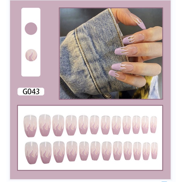 3D Kuku Palsu 24pcs/(FREE LEM)Set DIY Instant Nail Art Fake Nails Bridal Wedding Akrilik/24 pcs Kuku Palsu 3D / Stiker Kuku Palsu / Kuku Palsu Premium With Box/ Pemoles Kuku-G043